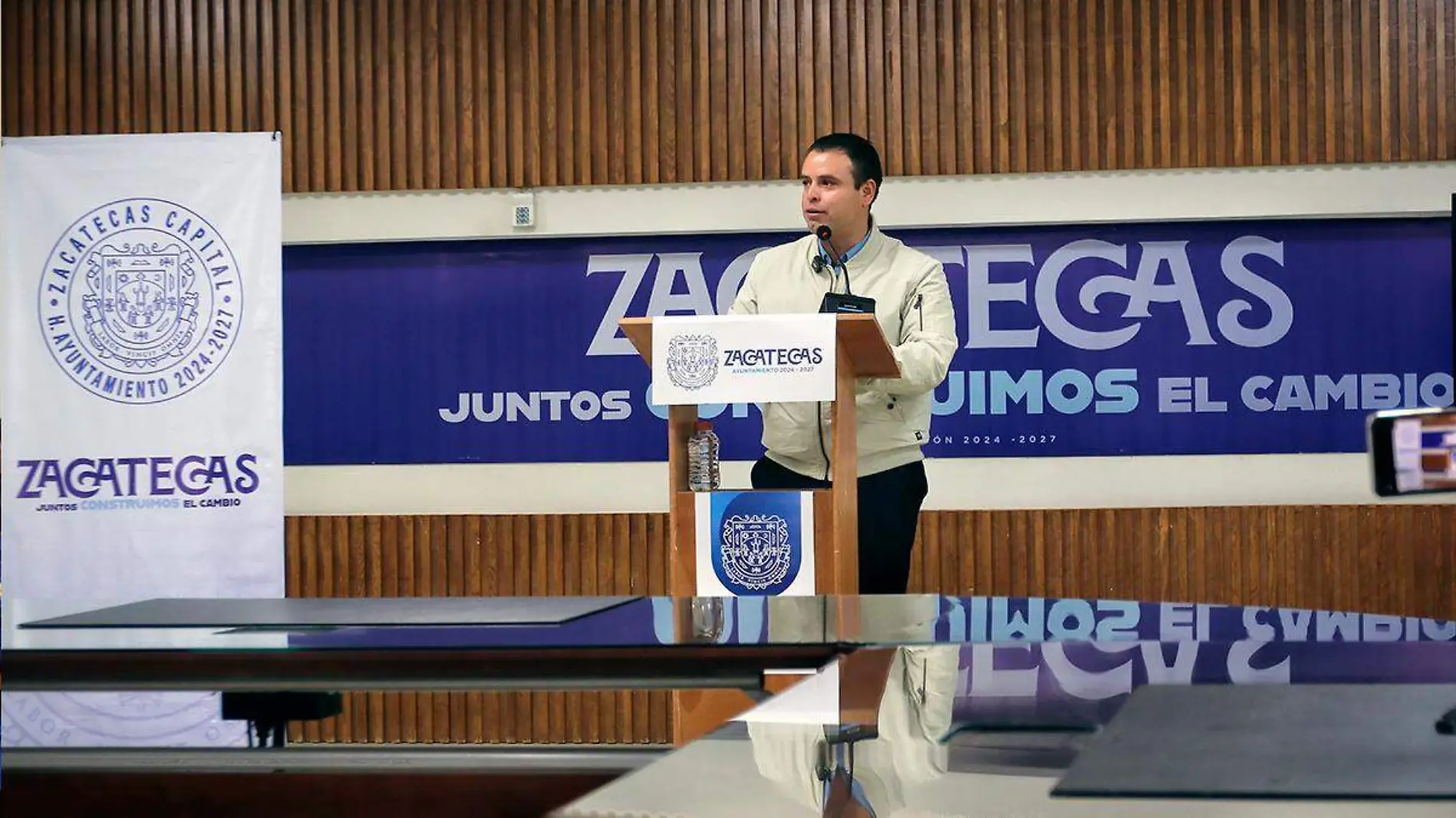 Conferencia de prensa Miguel Varela, alcalde de Zacatecas